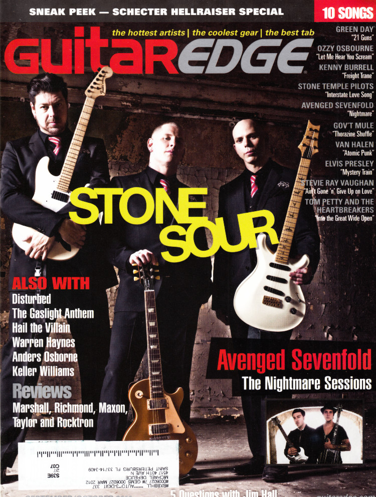 Guitar Edge Magazine September October 2010 Avenged Sevenfold, Stone Sour, Disturbed, Warren Hayes
