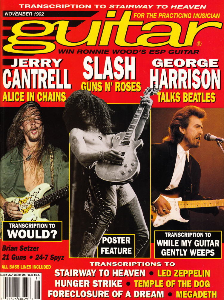 Guitar For The Practicing Musician Magazine November 1992 George Harrison, Slash, Alice In Chains
