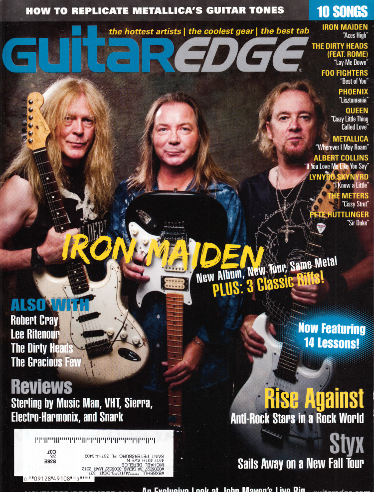 Guitar Edge Magazine November December 2010 Iron Maiden, Metallica, Styx, Robert Cray, John Mayer
