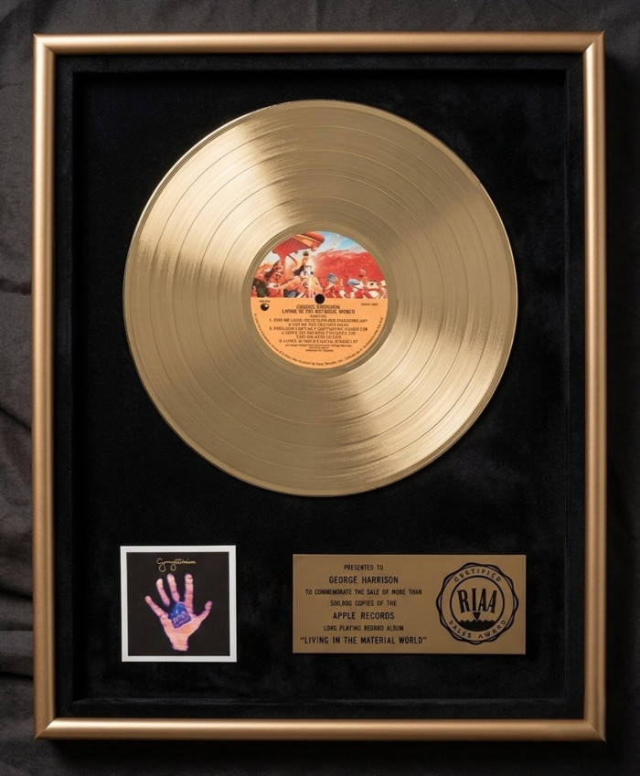 George Harrison Living In The Material World LP Gold RIAA Record Award Apple Records
