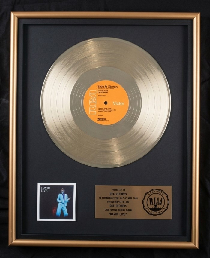 David Bowie David Live LP Gold RIAA Record Award RCA Records
