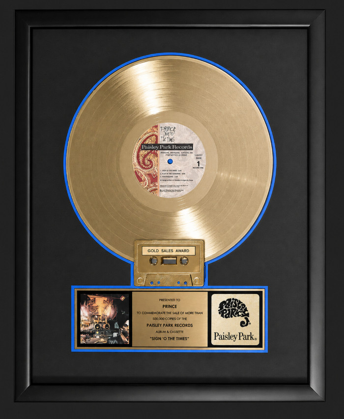 Prince Sign O' The Times LP Cassette Gold Non RIAA Record Award Paisley Records
