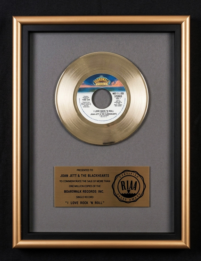 Joan Jett And The Blackhearts I Love Rock 'N Roll 45 Gold RIAA Record Award Boardwalk Records