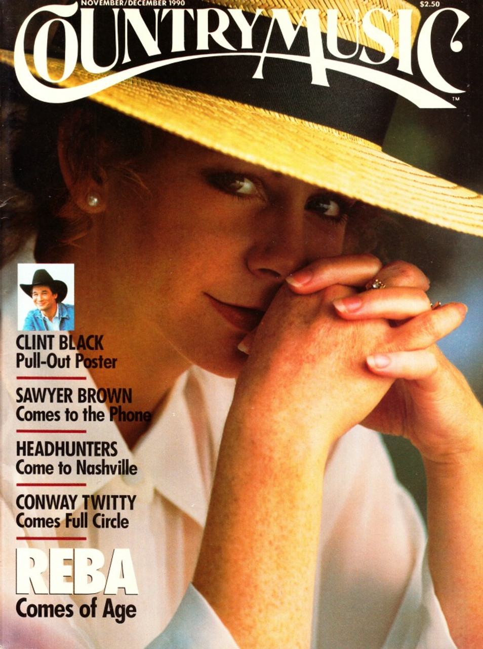 Country Music Magazine November December 1990 Reba McEntire, Clint Black Poster
