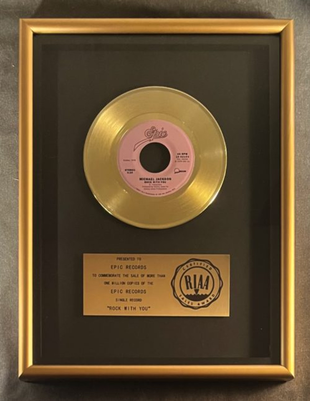 Michael Jackson Rock With You 45 Gold RIAA Record Award Epic Records
