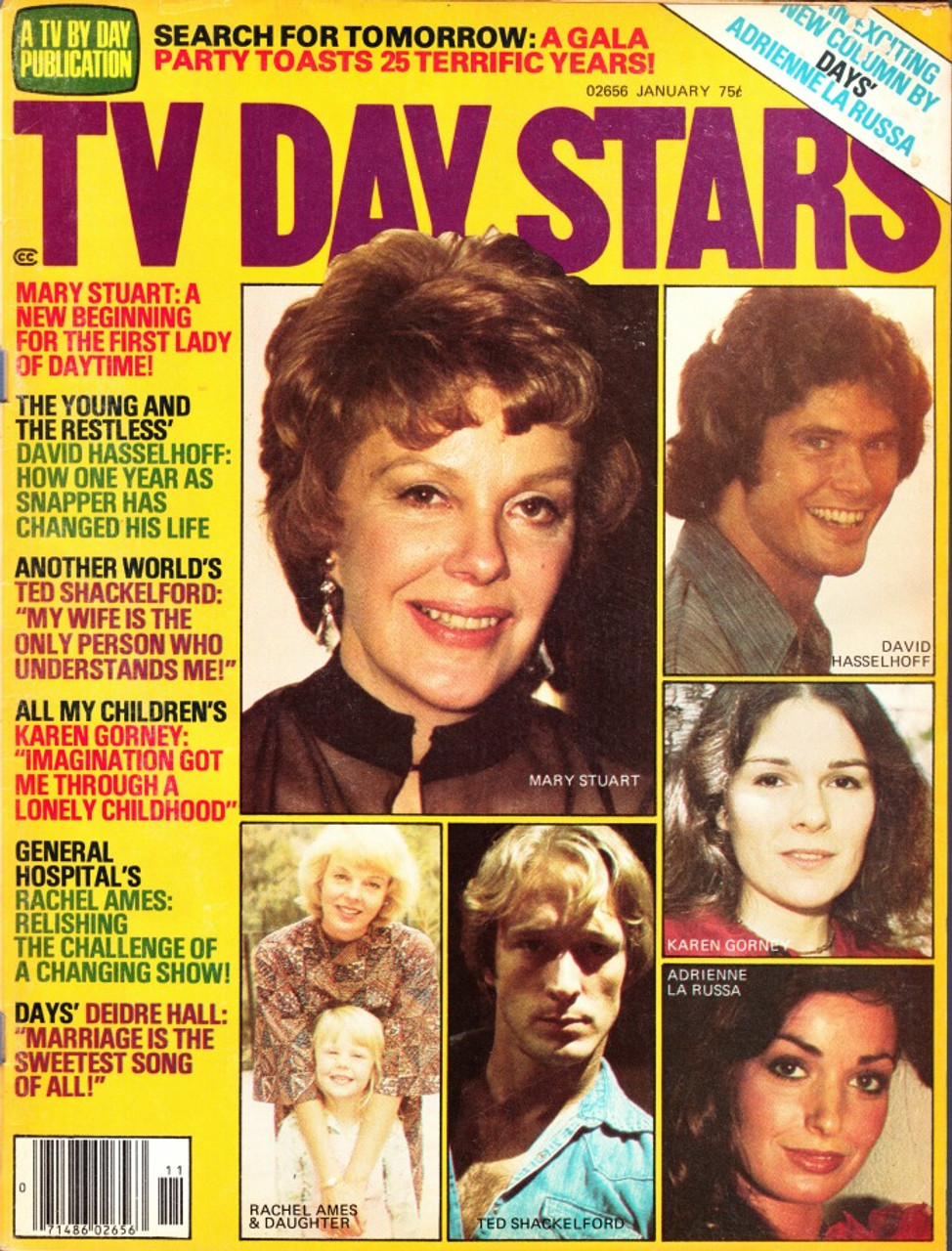 TV Day Stars Magazine January 1977 General Hospital, Mary Stuart, Ed Shackleford, David Hasselhoff
