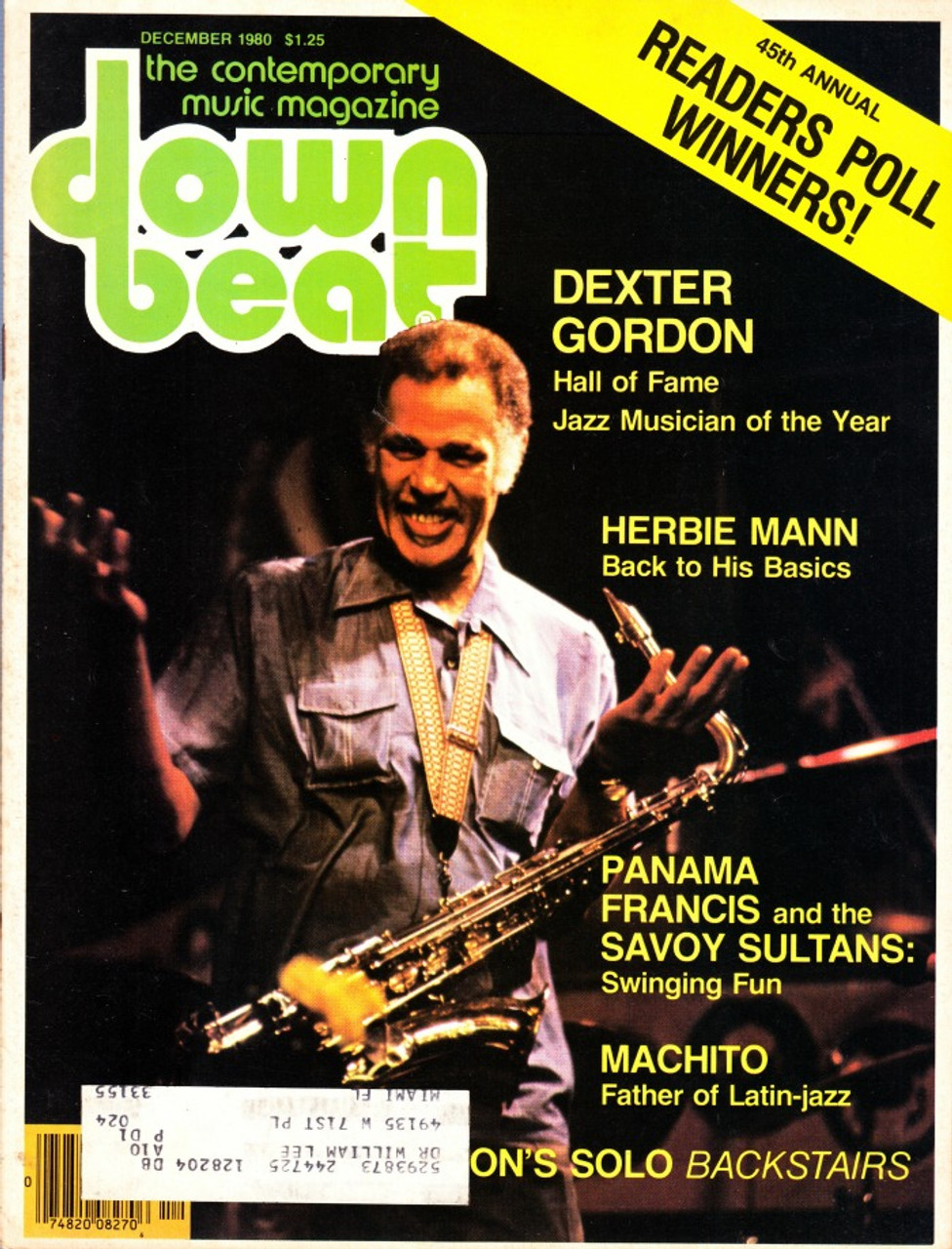 Down Beat Magazine December 1980 Dexter Gordon, Herbie Mann, Panama Francis, Machito
