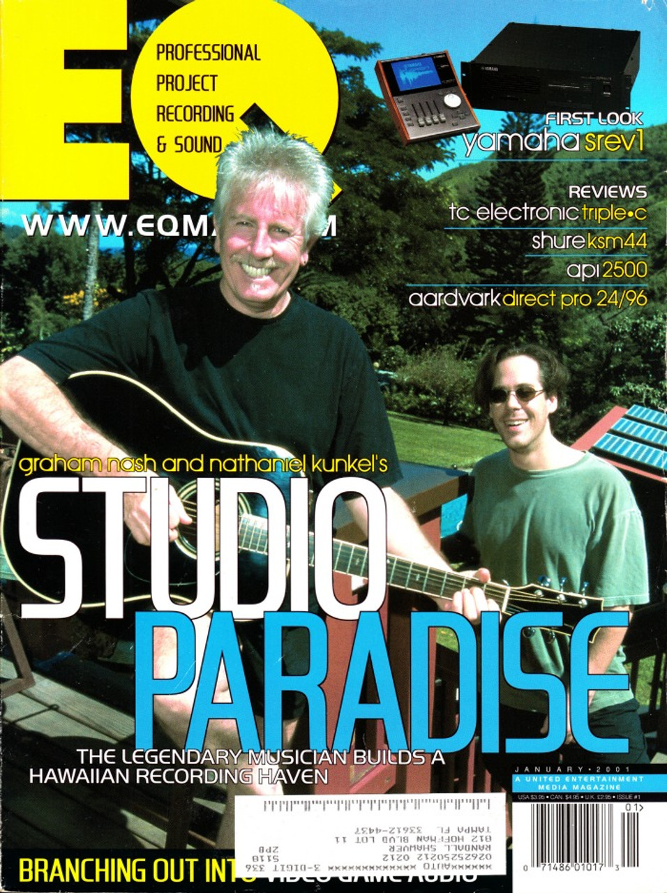 EQ Magazine January 2001 Graham Nash, Nathaniel Kunkel, Studio Paradise, Yamaha Srev1, Shure KSM44, API 2500
