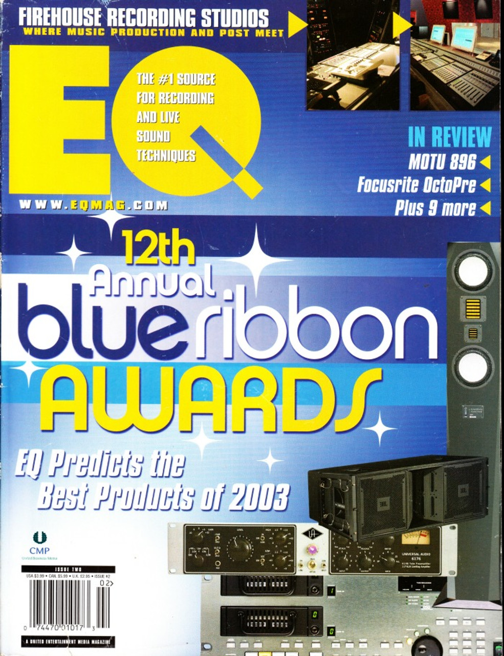 EQ Magazine February 2003 12th Annual Blue Ribbon Awards, MOTU 896, Focusrite OctoPre, Firehouse Recording Studios