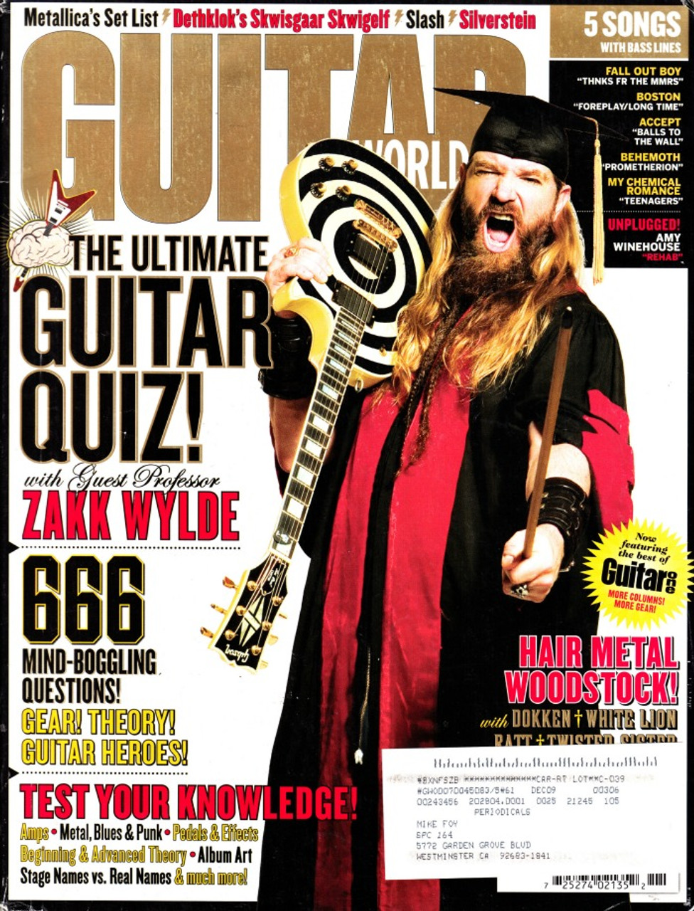 Guitar World Magazine November 2007 Zakk Wylde, Silverstein, White Lion, Dokken, Metallica, Slash
