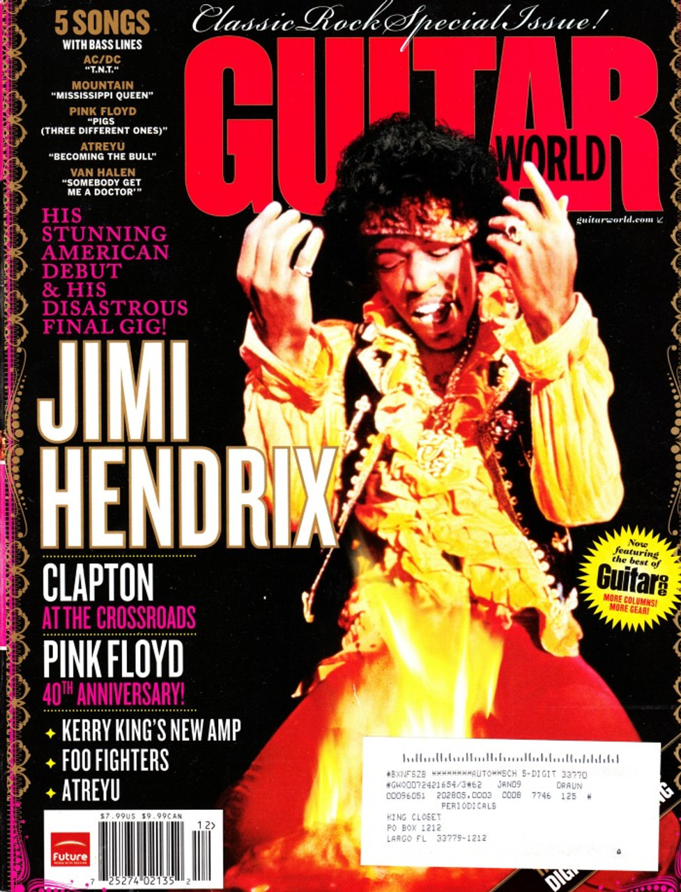 Guitar World Magazine December 2007 Jimi Hendrix, Pink Floyd, Eric Clapton, Atreyu, Foo Fighters
