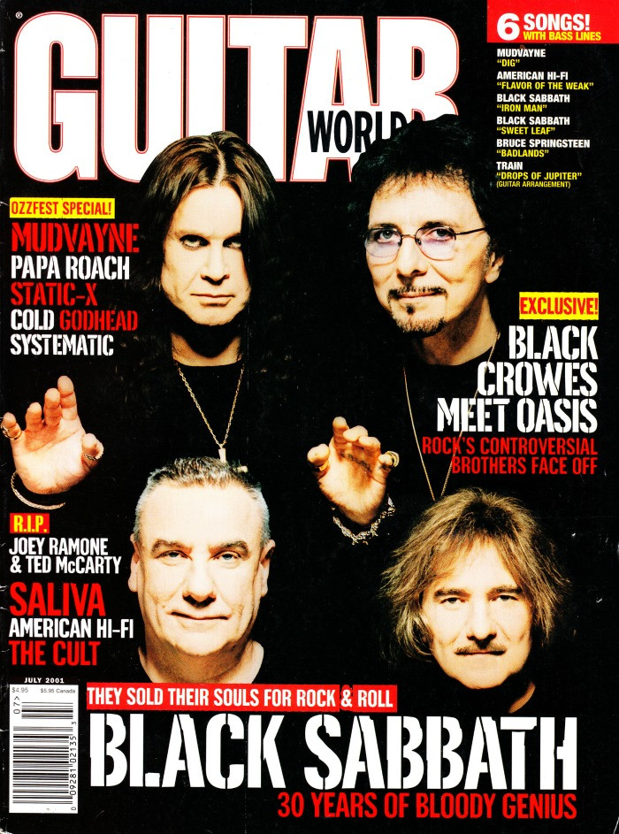 Guitar World Magazine July 2001 Saliva, Black Sabbath, The Cult, Mudvanye, Train, Joey Ramone Tribute (#1)
