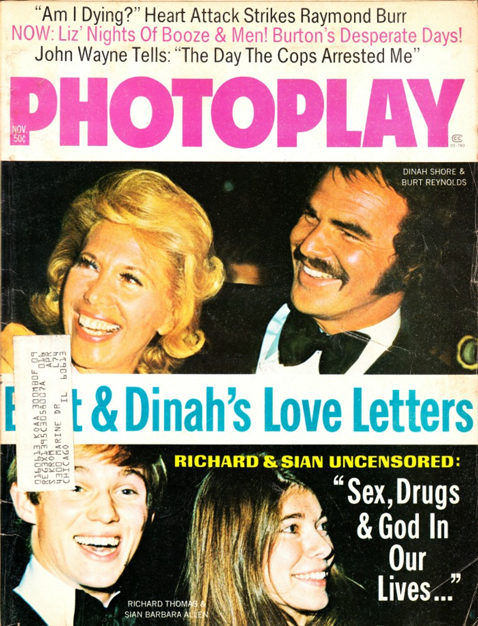 Photoplay Magazine November 1973 Burt Reynolds, Dinah Shore, Richard & Sian Thomas, John Wayne
