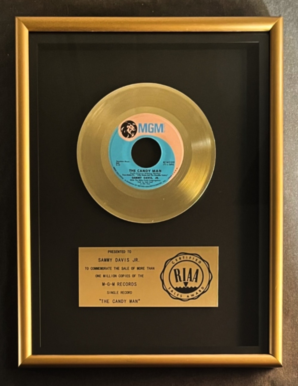 Sammy Davis Jr. The Candy Man 45 Gold RIAA Record Award MGM Records
