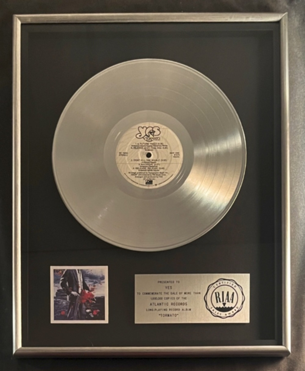 Yes Tormato LP Platinum RIAA Record Award Atlantic Records To Yes
