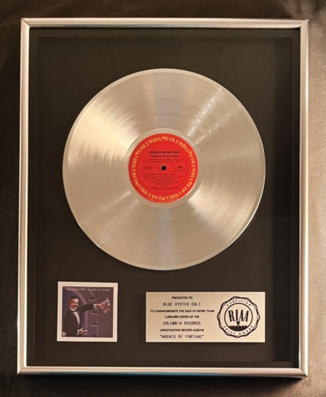 Blue Oyster Cult Agents Of Fortune LP Platinum RIAA Record Award Columbia Records
