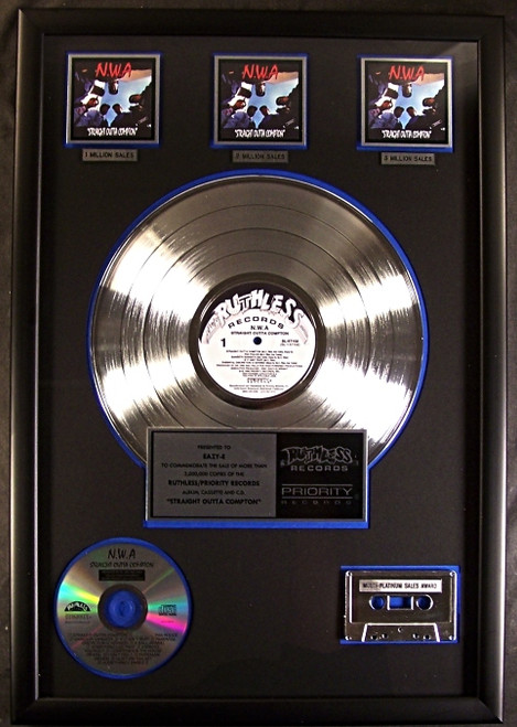 N.W.A NWA Straight Outta Compton LP Cassette, CD 3X Platinum Non RIAA Record Award