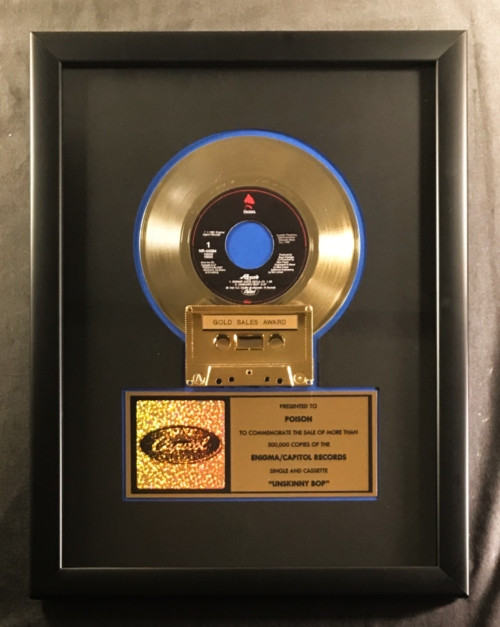 Poison Unskinny Bop 45 Cassette Gold Non RIAA Record Award Capitol Records
