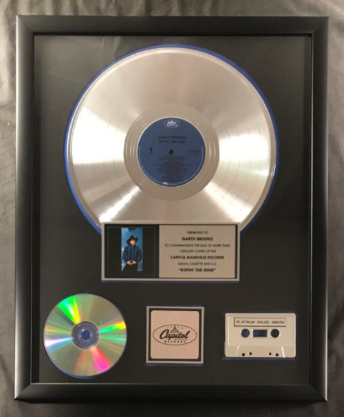Garth Brooks Ropin' The Wind LP Cassette CD Platinum Non RIAA Record Award
