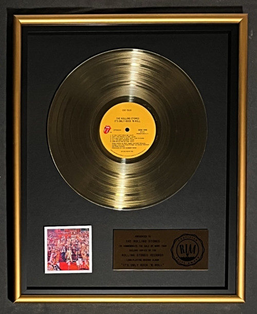 The Rolling Stones It's Only Rock N Roll LP Gold RIAA Record Award To Rolling Stones
