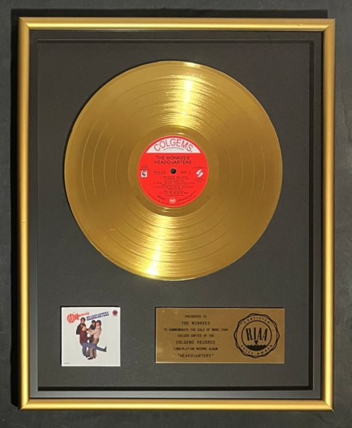 The Monkees Headquarters LP Gold RIAA Record Award 