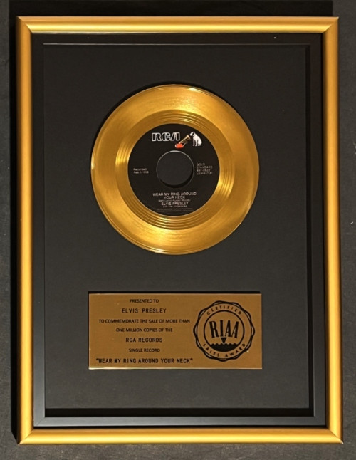 Elvis Presley Wear My Ring Around Your Neck 45 Gold RIAA Record Award RCA Records 