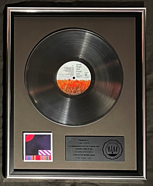 Pink Floyd The Final Cut LP Platinum RIAA Record Award Columbia Records 
