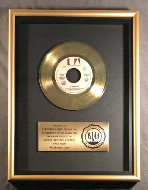 Electric Light Orchestra ELO Telephone Line 45 Gold RIAA Record Award Jet 