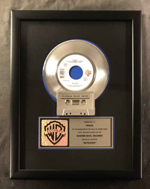 Prince Batdance 45 Cassette Platinum Non RIAA Record Award Warner Bros. Records 