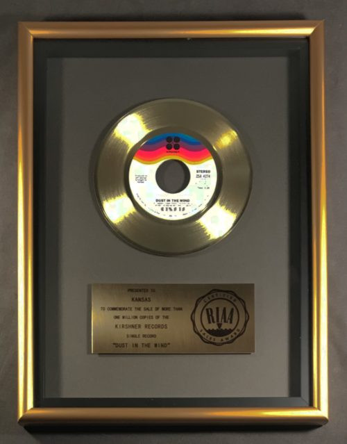 Kansas Dust In The Wind 45 Gold RIAA Record Award Kirshner Records To Kansas
Kansas Dust In The Wind 45 Gold RIAA Record Award Kirshner Records To Kansas