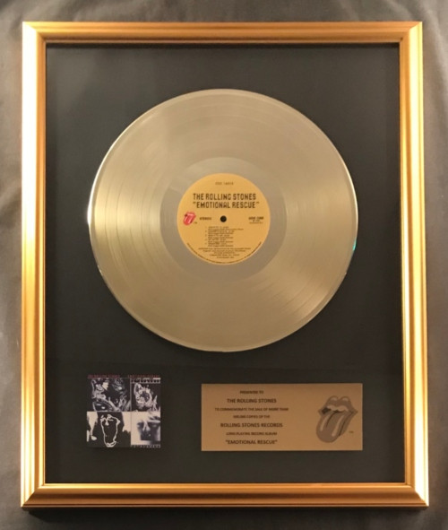 The Rolling Stones Emotional Rescue LP Gold Non RIAA Record Award Rolling Stones Records
