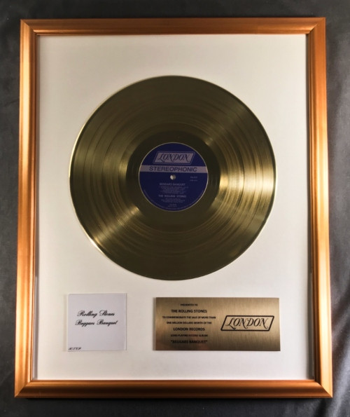 The Rolling Stones Beggars Banquet LP Gold Non RIAA Record Award London Records
