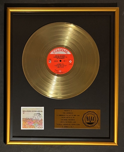 The Monkees Pisces, Aquarius, Capricorn & Jones Ltd. LP Gold RIAA Record Award Colgems Records
