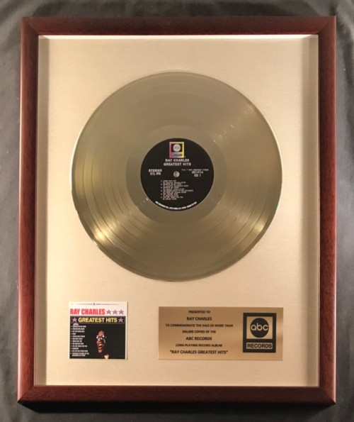 Ray Charles Greatest Hits LP Gold Non RIAA Record Award ABC Records To Ray Charles
