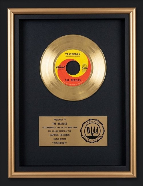 The Beatles Yesterday 45 Gold RIAA Record Award Capitol Records