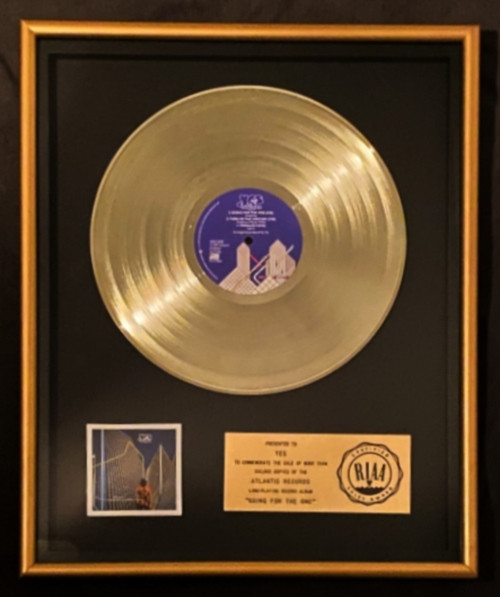 Yes Going For The One LP Gold RIAA Record Award Atlantic Records To Yes
