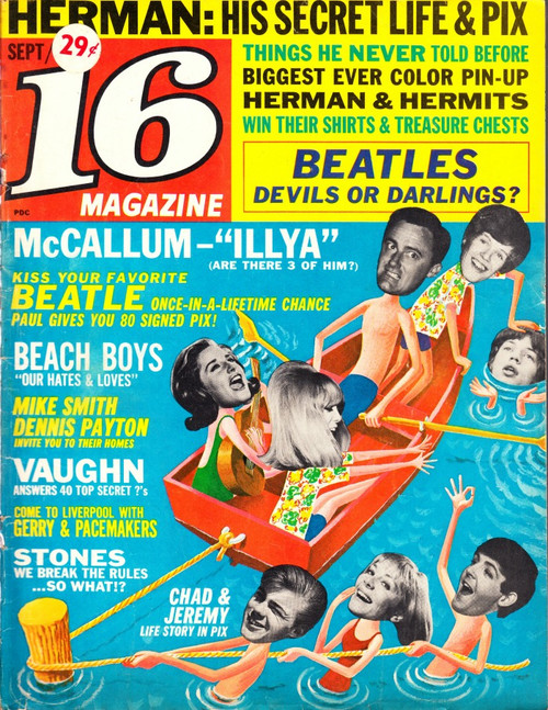 16 Magazine September 1965 The Beatles, Beach Boys, Rolling Stones, Bob Dylan
