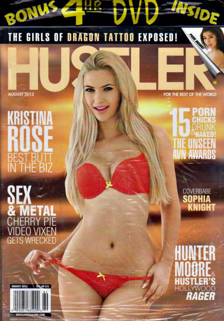 Hustler Magazine August 2013 Sophia Knight Covergirl, Kristina Rose, Madison Morgan, Candice Luca, 4 Hr XXX DVD MINT IN BAG
