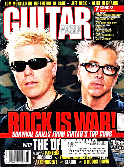 Guitar World Magazine February 2001 Tom Morello Rage Against The Machine, Offspring, Jeff Beck, Alice In Chains
