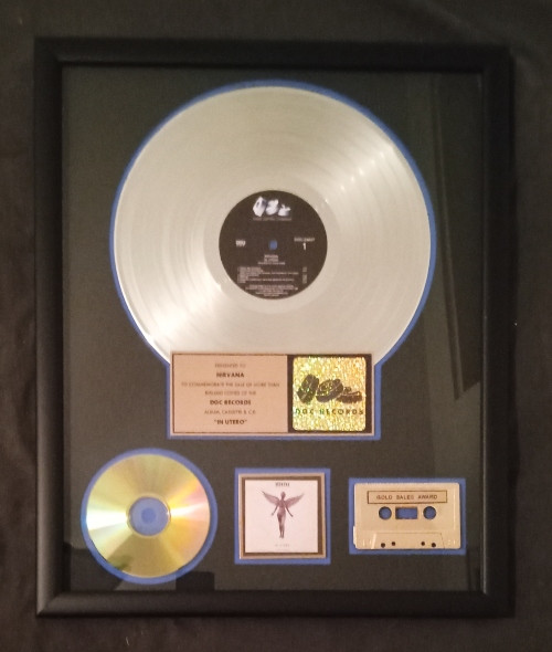 Nirvana In Utero LP Cassette CD Gold Non RIAA Record Award DGR Records