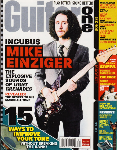 Guitar One Magazine March 2007 Incubus Mike Einziger, Frank Zappa, Tommy Emmanuel, The Edge With CD
