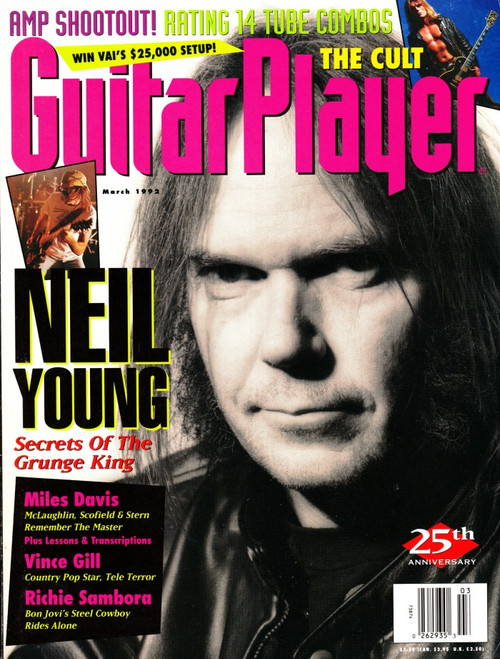Guitar Player Magazine March 1992 Neil Young, The Cult, Richie Sambora, Miles Davis, Vince Gill, 25th Anniversary (#1)
