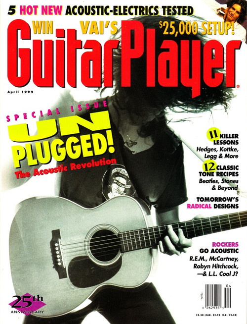 Guitar Player Magazine April 1992 Acoustic Revolution, Steve Vai, Paul McCartney, The Byrds, R.E.M., Robyn Hitchcock
