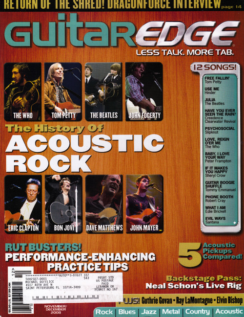 Guitar Edge Magazine November December 2008 History Of Acoustic Rock, The Who, Beatles, Eric Clapton, Tom Petty 
