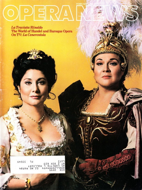 Opera News Magazine February 4, 1984 La Traviata, Marilyn Horne As Rinaldo
