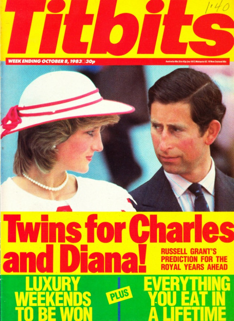 Titbits Magazine #5073 October 8, 1983 UK Princess Diana, Prince Charles Twins
