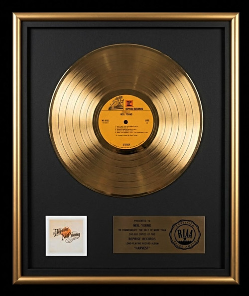 Neil Young Harvest LP Gold RIAA Record Award Reprise Records To Neil Young
