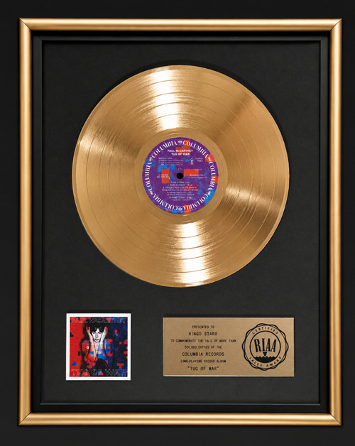 Paul McCartney Tug Of War LP Gold RIAA Record Award Columbia Records To Ringo Starr
