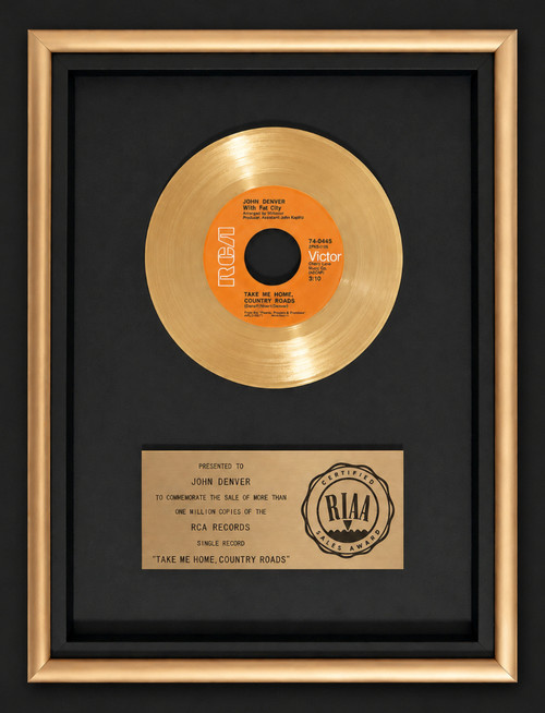 John Denver Take Me Home, Country Roads 45 Gold RIAA Record Award RCA Records
