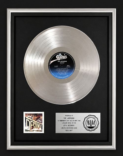 The Jacksons Destiny LP Platinum RIAA Record Award Epic Records To The Jacksons
